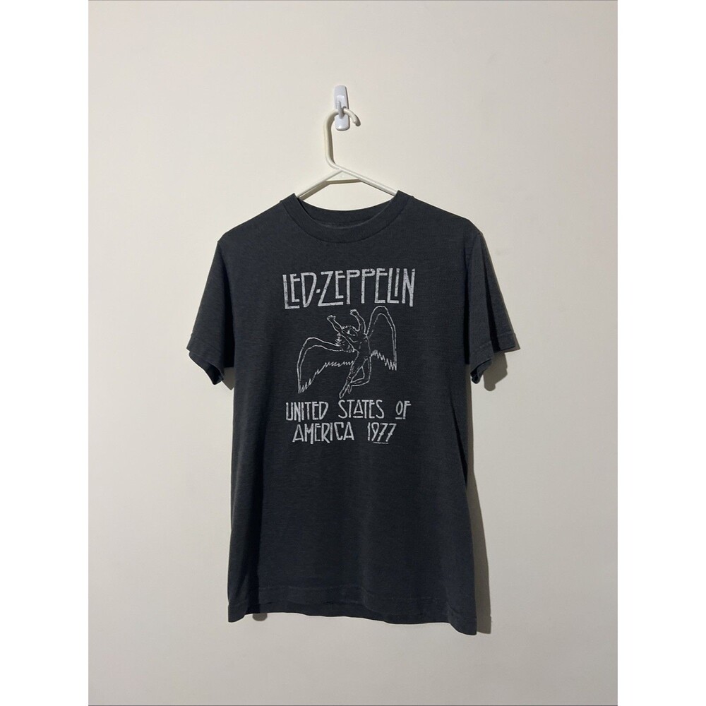 Vintage 2003 Led Zeppelin Gray Short Sleeve T-Shirt Size Small Y2K Rock Band